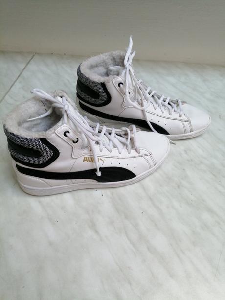 Botasky dievčenské puma bielo čierne vel. 37,5, puma,37