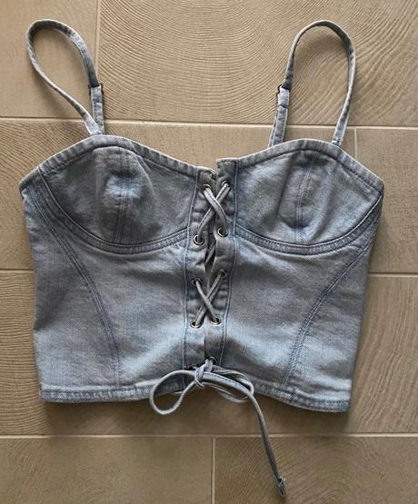 Rifľový korzet na ramienka, bershka, bershka,xs