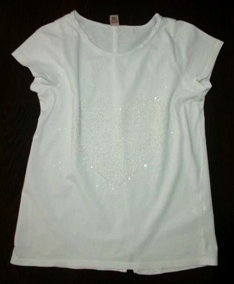 Tričko s flitríkovým srdcom od zn. tu - 146/152, tu,146