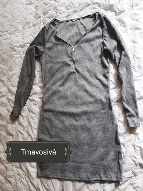 Úpletové šaty so zlatým zipsom velkosť m a l, l / m