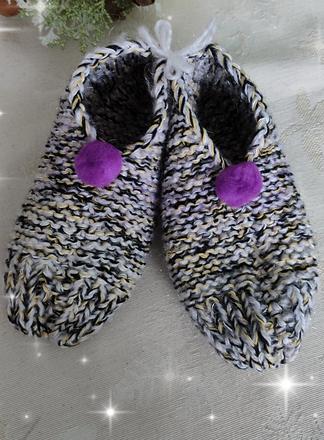 Handmade pletené papučky, 34