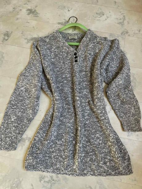 Bavlneno-ľanový melírovaný pulóver over size l/xl, xxl