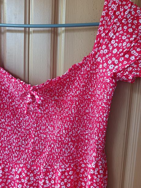 Šaty letné, xl, červené s bielymi kvietkami, xl