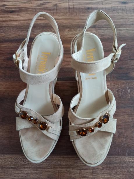 Letné kožené sandále na platforme, 36