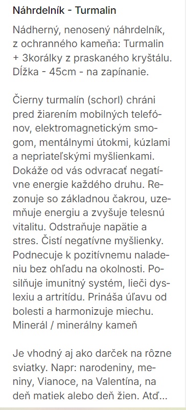 Náhrdelník - čierny turmalin,