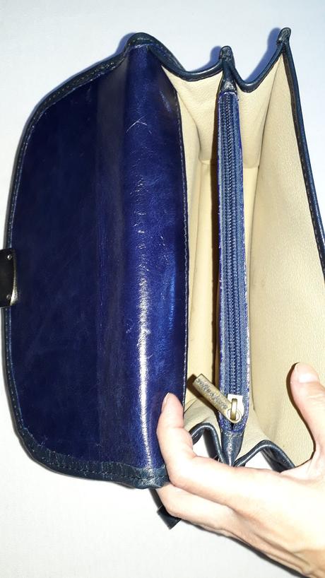 Petrolejová kožená clutch kabelka,
