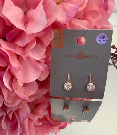Nové strieborné náušnice 925 rose gold zirkóny, bijou brigitte