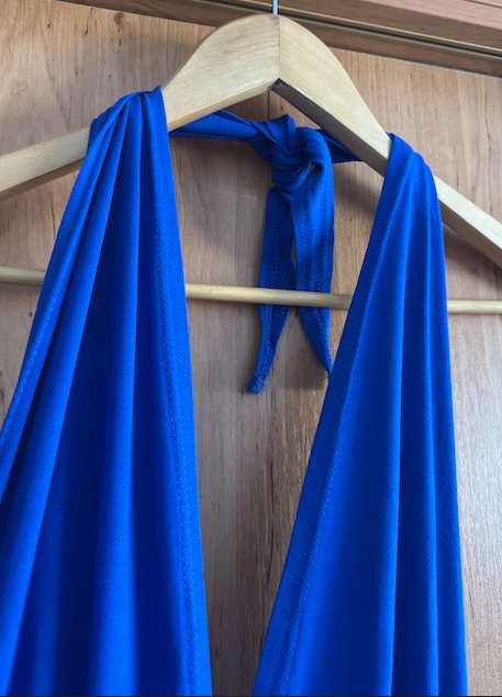 Modré šaty so zaväzovaním na krku, m