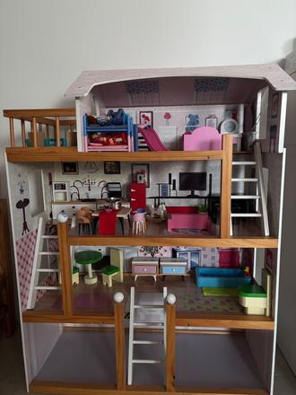 Detský drevený domček pre bábiky, 