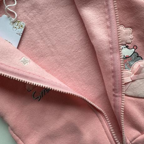 Dievčenská zateplená mikina pudlík ružová, 98