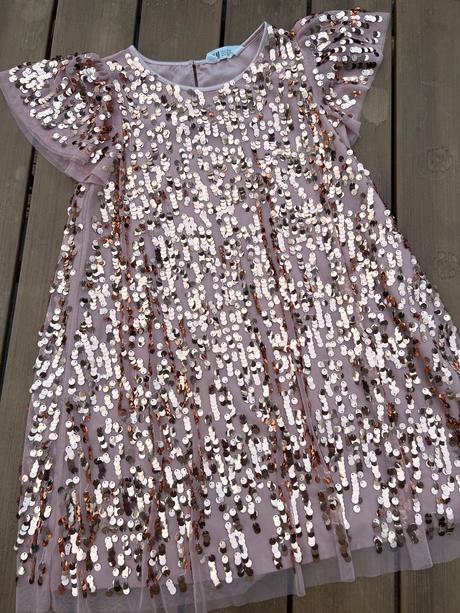Vianočné flitrové šaty, h&m,140