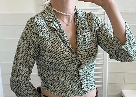 Zeleno - béžová vzorovaná blúzka, stradivarius, s, stradivarius,s