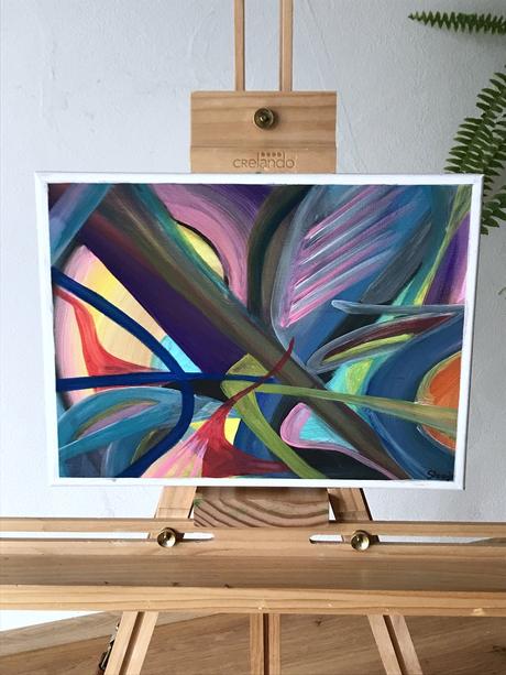 Ručne maľovaný abstraktný obraz energia tvarov,