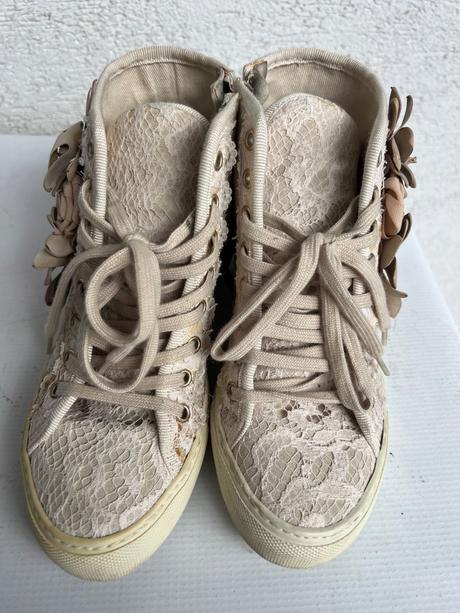 Twinset krasne cipkovane tenisky 36 na styl chloe, 36