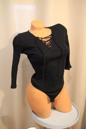 Čierny body top so šnurovačkou, xs/s, xs