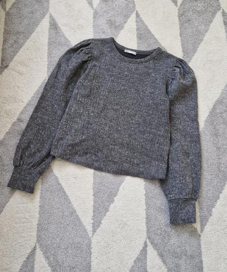Zara šedý pulóver s nabratými rukávmi, zara,s