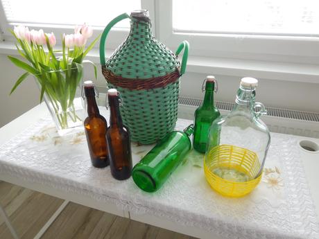 Sklo opletené / čisté fľaše zelené, hnedé,, 