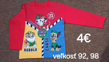 Tričko s dlhým rukávom paw patrol, 92 / 98 / 104