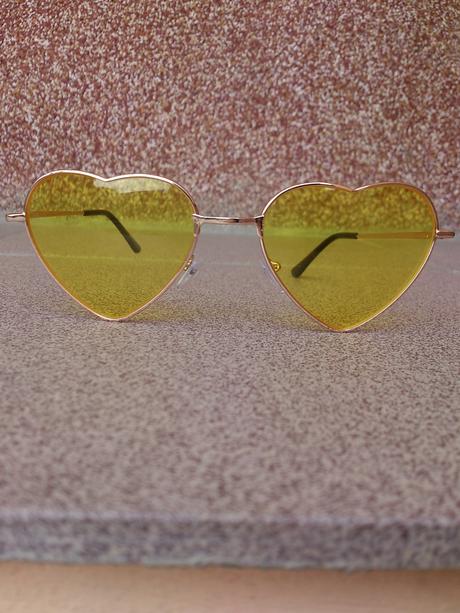 Žlté srdiečkové pilotky - slnečné okuliare, 