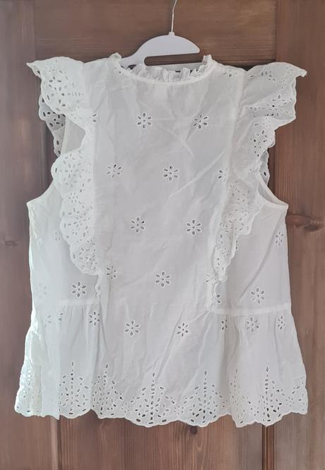 Bavlnená čipkovaná blúzka biela, h&m,44
