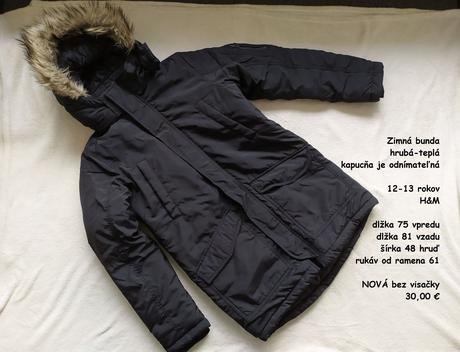 Zimná bunda, h&m,158