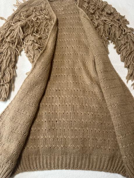 Koňakový dlhý kardigán bez zapínania, 