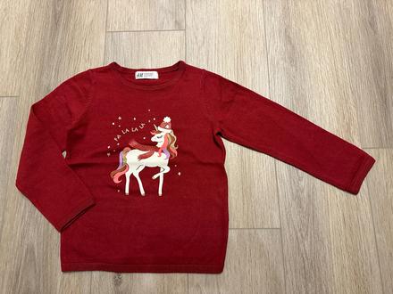 Vianočný sveter h&m 110/116 unicorn, 116