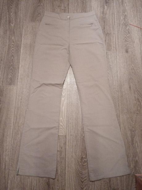 Bezove bavlnene elasticke zvonove nohavice xl top, dromedar,xl