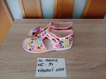 Dievčenské papučky zn.manik veľ.34, manik,34