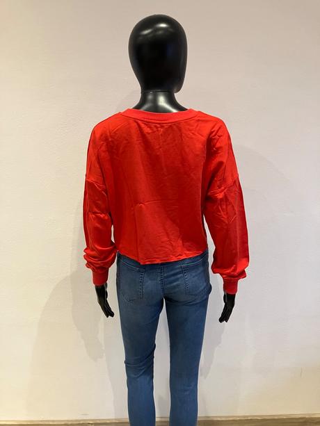 Dámska červená crop mikina s nápisom bershka (s), bershka,s