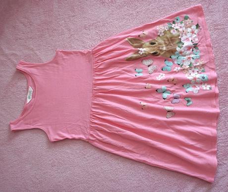 Ružové šaty so zajačikom, h&m,134