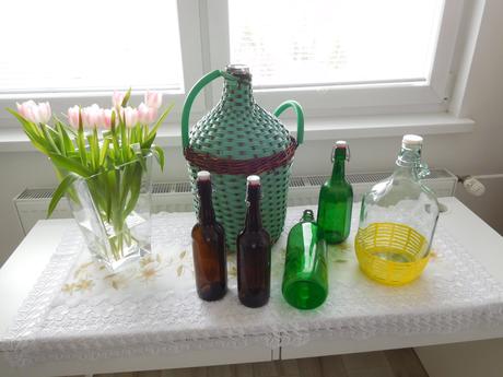 Sklo opletené / čisté fľaše zelené, hnedé,, 
