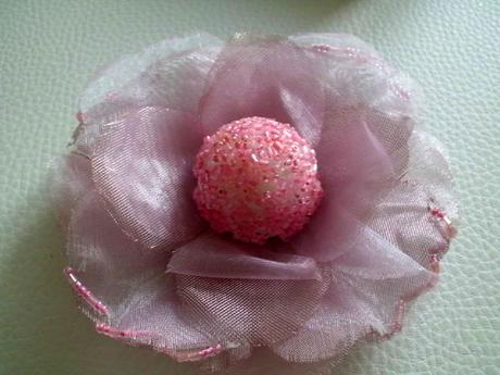 Jemná ružová kvetinka - sponka+brošňa,