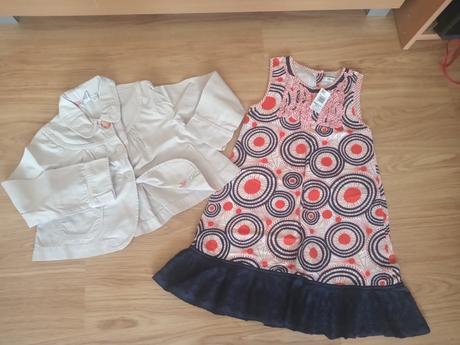 Nenosené šaty m&s indigo a bolerko zara veľ.128, marks & spencer,128