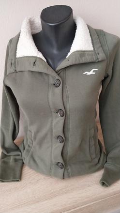 Olivovo zelená mikina - mikino bunda zn. hollister, hollister,s