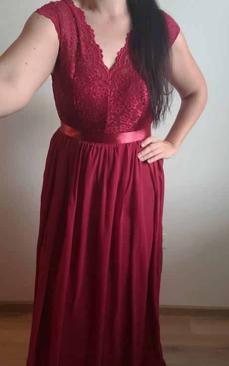 Spoločenské dlhé bordové šaty, m