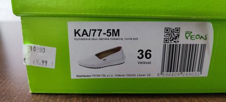 Biele kožené mokasinky peon, 36