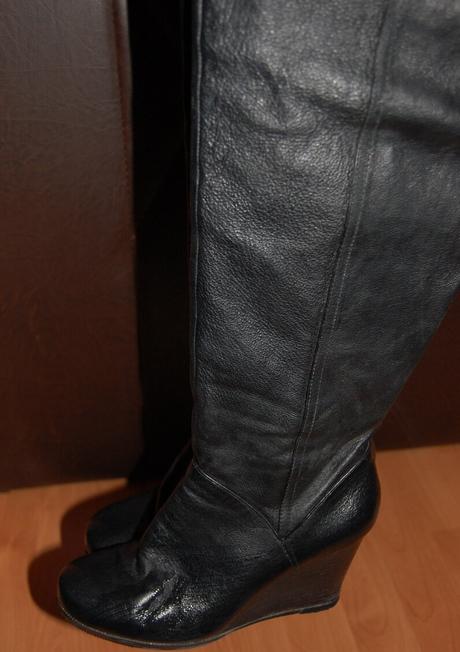 Cizmy nad kolena, prava koza,37, chinese laundry, 37
