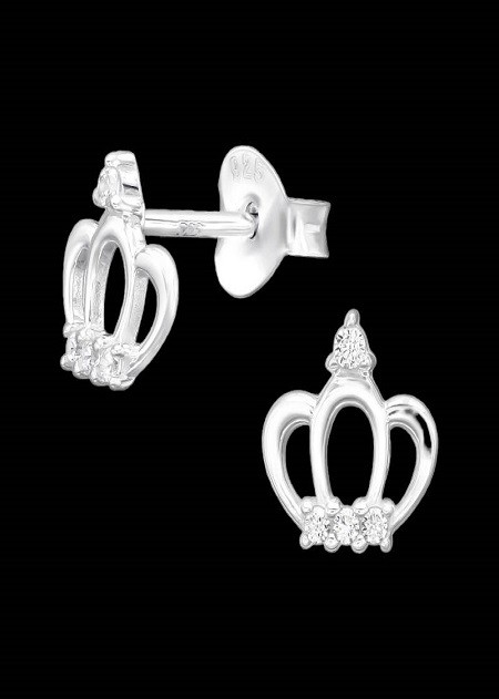 Strieborné náušnice korunky,