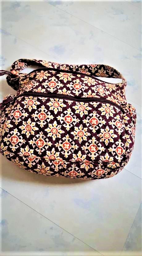 Prešívaná etno plátenná kabela,