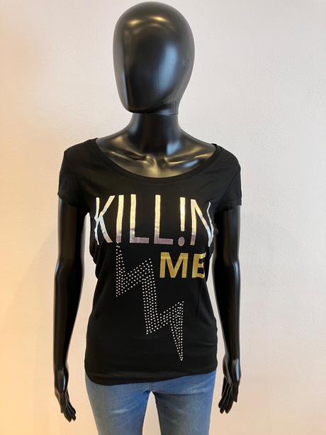 Dámske tričko s kamienkami čierne melrose (36), s