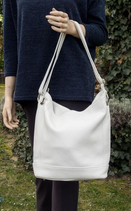 Biela kožená kabelka, 
