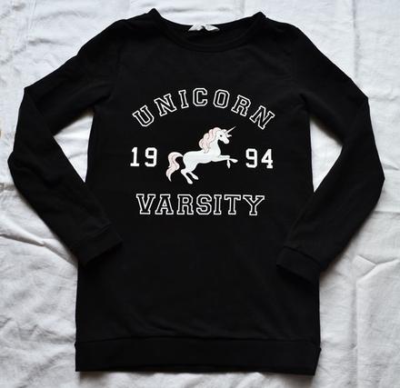 Čierna mikina unicorn v 158/164, h&m,158