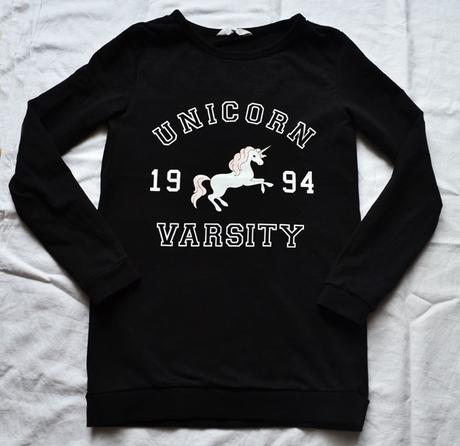 Čierna mikina unicorn v 158/164, h&m,158