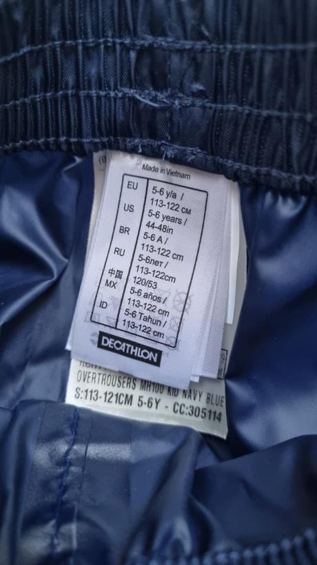 B3576 nohavice nepremokavé, decathlon,116