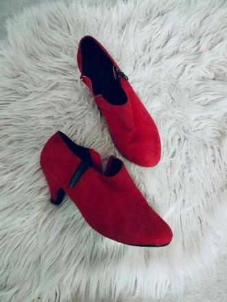 Dámske červené semišové členkové topánky bpc, 36