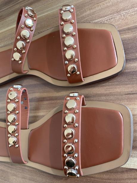 Hnedo zlate kozene slapky reserved, reserved,37