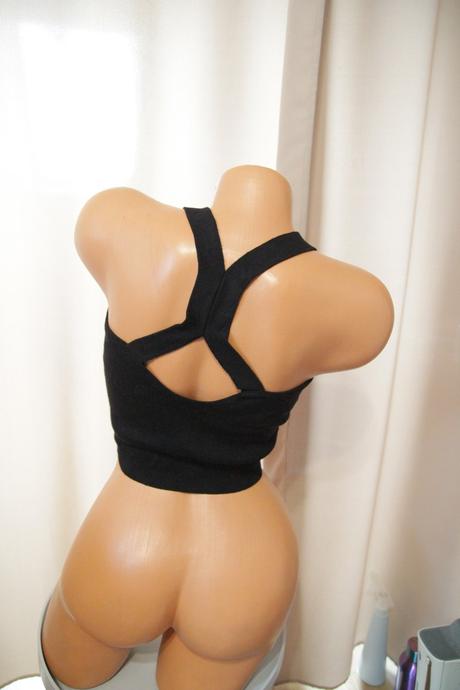 Čierny pletený crop top, xs/s, xs