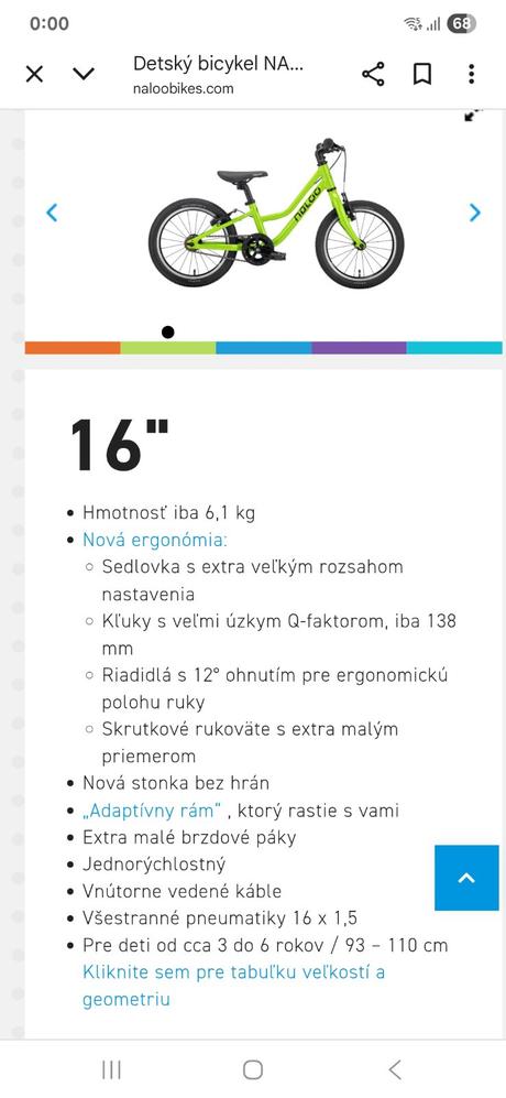 Detsky bicikel naloo chameleón 16, 16