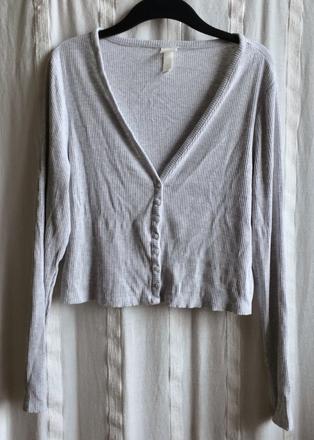 H&m vrúbkovaný tričkový svetrík vel.l, h&m,m